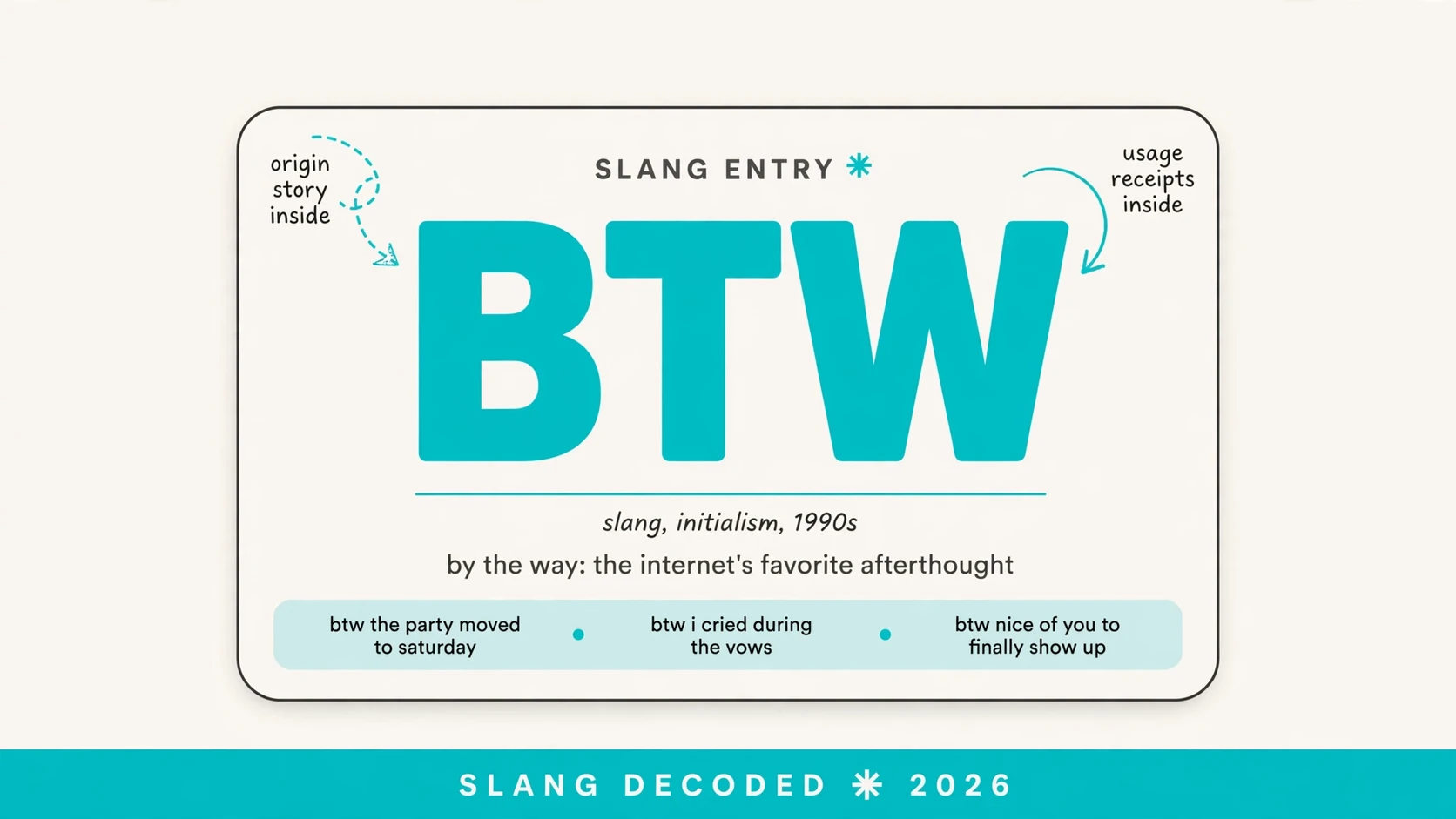 What Does Btw Mean In Slang