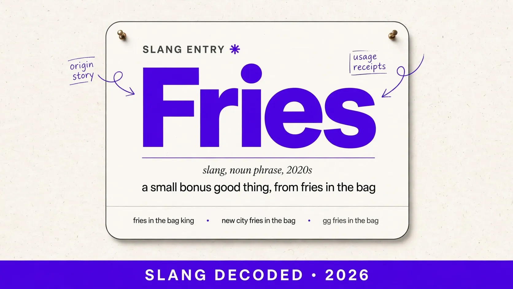 What Does Fries Mean In Slang